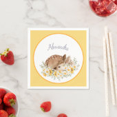 Serviette En Papier Jaune Notre Petit Cher Cerf, Fleurs De Soleil Mour (En situation)