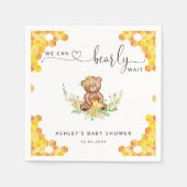 Serviette En Papier Jaune on peut attendre baby shower serviettes (Devant)