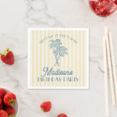 Serviette En Papier Jaune Palm Spring Pastel Beach Anniversaire (En situation)