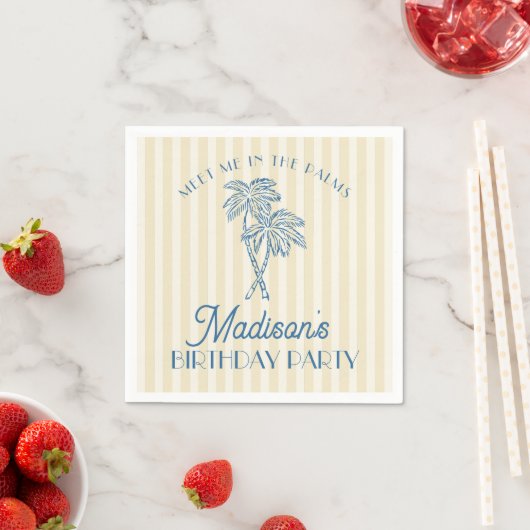 Serviette En Papier Jaune Palm Spring Pastel Beach Anniversaire (En situation)