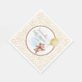 Serviette En Papier Jaune Polka Dot Teddy Bear Baby shower de ballon (Coin)