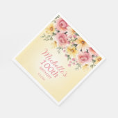 Serviette En Papier Jaune rose printemps Floral 100e anniversaire (Coin)
