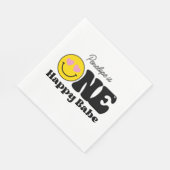 Serviette En Papier Jaune rose un heureux bébé premier anniversaire (Coin)