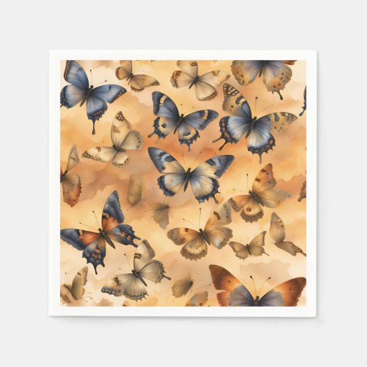 Serviette En Papier Jaune, sable jaune, ocre, bleu, bleu, bleu, bleu, (Devant)