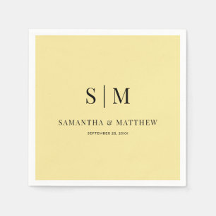 Serviette En Papier Jaune simple élégante Paraphe Mariage