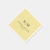 Serviette En Papier Jaune simple élégante Paraphe Mariage (Coin)