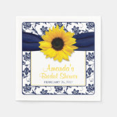 Serviette En Papier Jaune Sunflower Navy Bleu Mariage personnalisé (Devant)