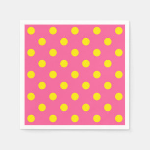 Serviette En Papier Jaune sur rose Pois Design Motif