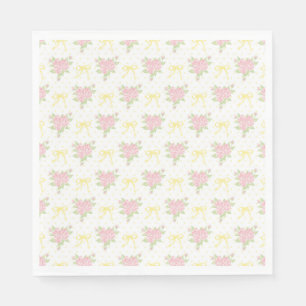 Serviette En Papier Jaune Vintage Fancy Floral Dessert de Fête