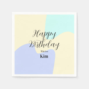 Serviette En Papier Jaune violet vert joyeux anniversaire abstrait pas