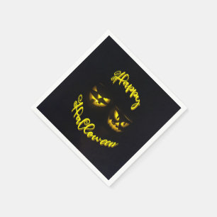 Serviette En Papier Jaunes éffrayants Happy Halloween faces citrouille
