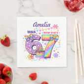 Serviette En Papier J'avais 6 ans maintenant j'ai 7 ans Filles 7e anni (En situation)