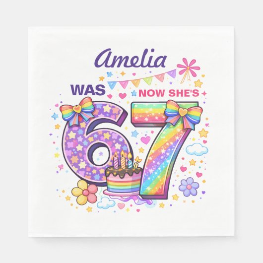 Serviette En Papier J'avais 6 ans maintenant j'ai 7 ans Filles 7e anni (Devant)