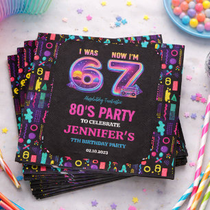 Serviette En Papier J'avais 6 ans maintenant j'ai 7 ans Neon Rétro 7èm