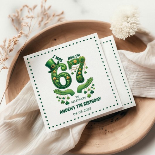 Serviette En Papier J'avais 6 ans maintenant j'ai 7 ans Saint-Patrick 