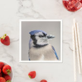 Serviette En Papier Jay bleu avec neige sur son bec (En situation)