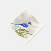 Serviette En Papier Jay bleu dans un pin avec neige (Coin)