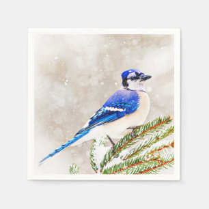 Serviette En Papier Jay bleu en hiver