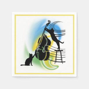 Serviette En Papier Jazz Cat   Double basse