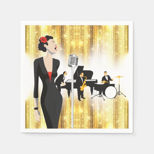 Serviette En Papier Jazz Dans Le Parc Cocktail Napkin, Thème Musique (Devant)