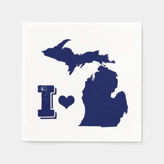 Serviette En Papier Je coeur Michigan Blue (Devant)