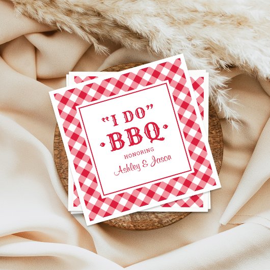 Serviette En Papier Je fais BBQ Red En vichy Custom Wedding Monogramme
