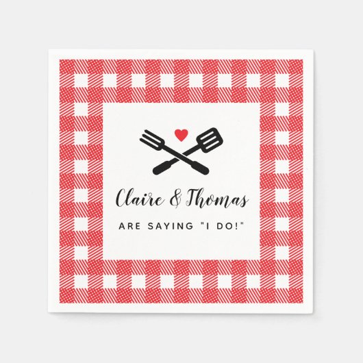 Serviette En Papier Je fais BBQ Red Picnic Couples Nom (Devant)