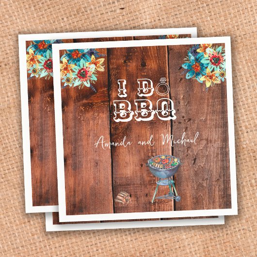 Serviette En Papier Je fais BBQ Rustic Engagement Partie Couples Douch