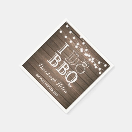 Serviette En Papier Je FAIS BBQ Rustic Mariage Engagment Napkin (Coin)