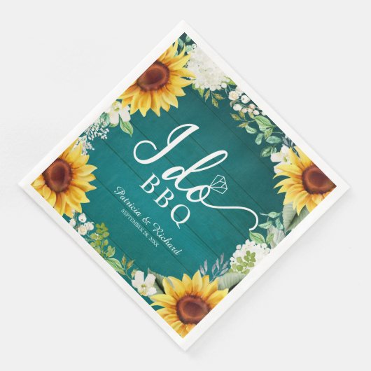 Serviette En Papier Je fais BBQ Rustique Sunflower Engagement papier (Coin)