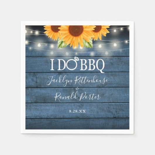 Serviette En Papier Je fais BBQ Rustique Tournesol String Fiançailles (Devant)