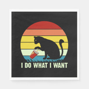 Serviette En Papier Je Fais Ce Que Je Veux Drôle Vintage Chat Noir