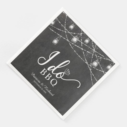 Serviette En Papier Je Fais Du BBQ Fête De Fiançailles Rustique Sur Cr (Coin)