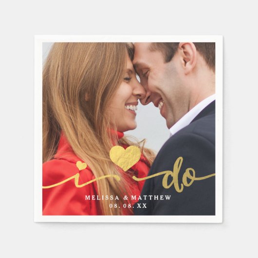 Serviette En Papier Je fais Faux Gold Photo Mariage Papier Napkin (Devant)