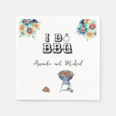 Serviette En Papier Je fais un BBQ Fleurs Fête de fiançailles Couple D (Devant)