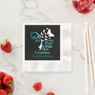 Serviette En Papier Je Porte Le Sarcelle Et Blanc Ma Grand-Mère Cancer