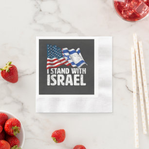 Serviette En Papier Je suis avec Israël Drapeau américain USA
