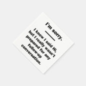 Serviette En Papier Je suis désolé. (Coin)
