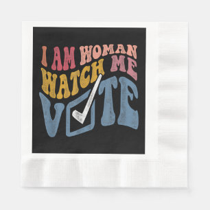 Serviette En Papier Je Suis Femme Regardez-Moi Voter 2024 Vague Bleue