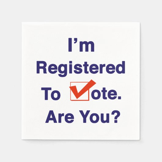 Serviette En Papier Je suis inscrit pour voter (Devant)