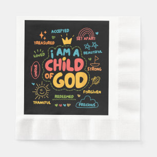 Serviette En Papier Je suis un Enfant de Dieu Rétro chrétien Jésus Foi