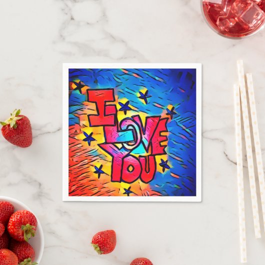 Serviette En Papier Je t'aime (En situation)