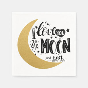 Serviette En Papier Je t'aime à la Lune et la douche arrière