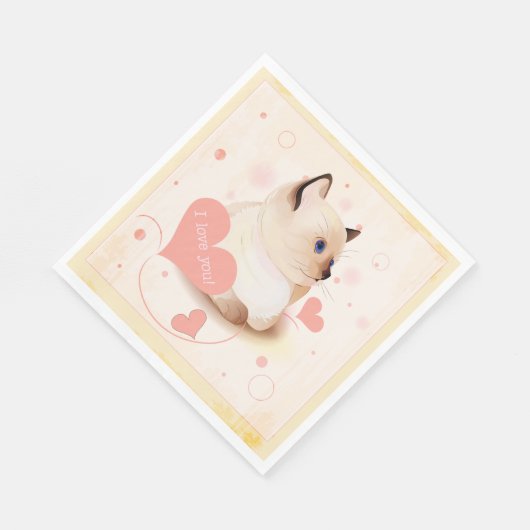 Serviette En Papier Je T'Aime Chat (Coin)