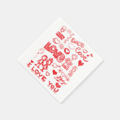 Serviette En Papier Je t'aime, Coeurs rouges (Coin)