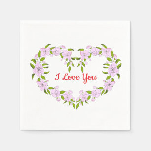 Serviette En Papier Je t'aime Fleurs mignonnes