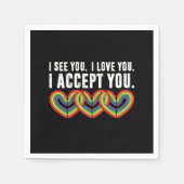 Serviette En Papier Je T'Aime Je T'Accepte Rainbow LGBTQ (Devant)