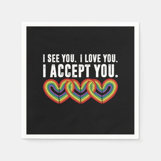 Serviette En Papier Je T'Aime Je T'Accepte Rainbow LGBTQ (Devant)