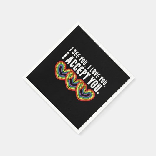 Serviette En Papier Je T'Aime Je T'Accepte Rainbow LGBTQ (Coin)