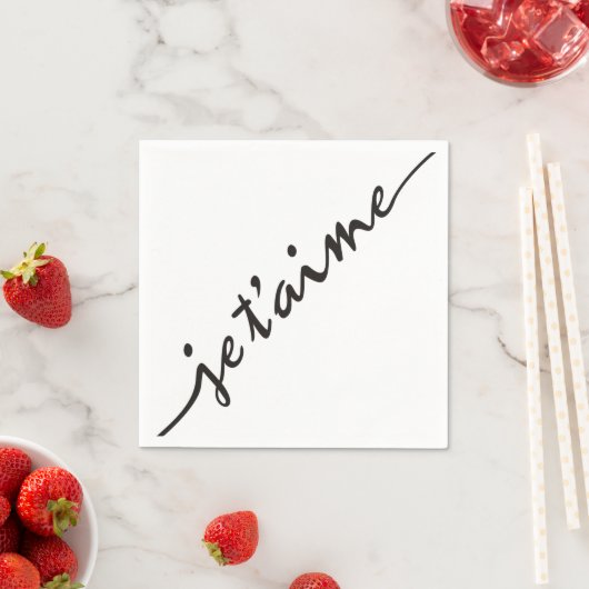 Serviette En Papier je t'aime - Je t'aime en français - noir (En situation)